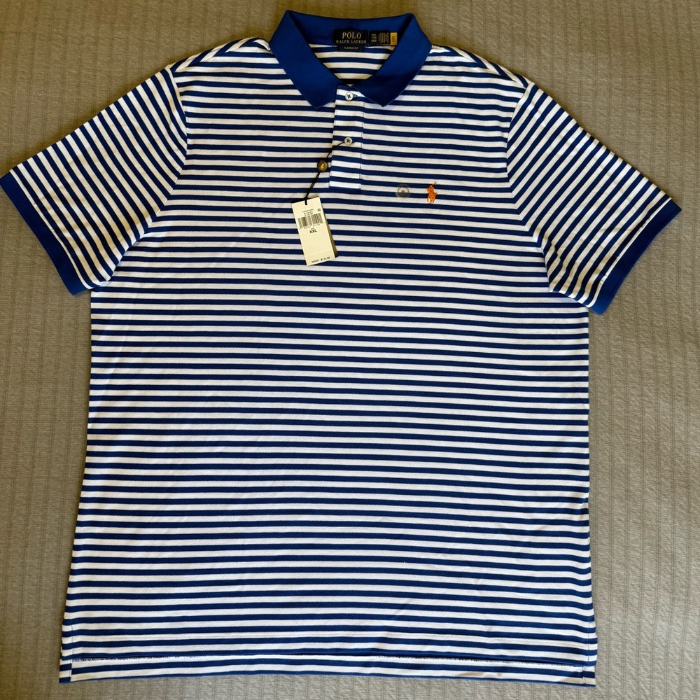 NWT Polo Ralph Lauren Classic Fit Striped Polo Shirt Blue White XXL Men’s